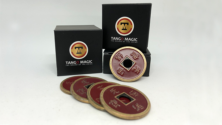 Expanded Shell Chinese Coin made in Brass (Red) by Tango - Trick (CH007)