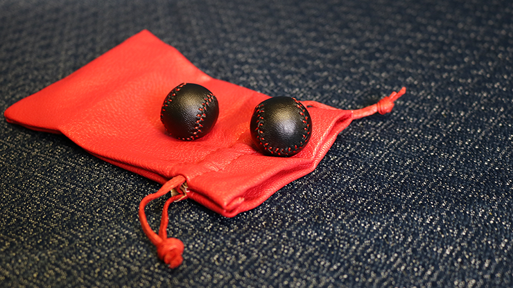 Chop Cup Balls Black Leather (Set of 2) by Leo Smetsers - Trick - Available at pipermagic.com.au