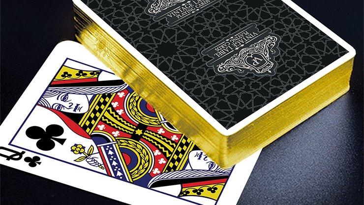 Vintage Label Playing Cards (Gold Gilded Black Edition) by Craig Maidment - Piper Magic