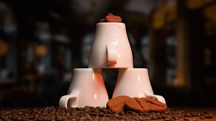 VULPINE Creations - Amazing Coffee Cups and Beans (Gimmicks and Online Instructions) by Adam Wilber - Trick - Piper Magic
